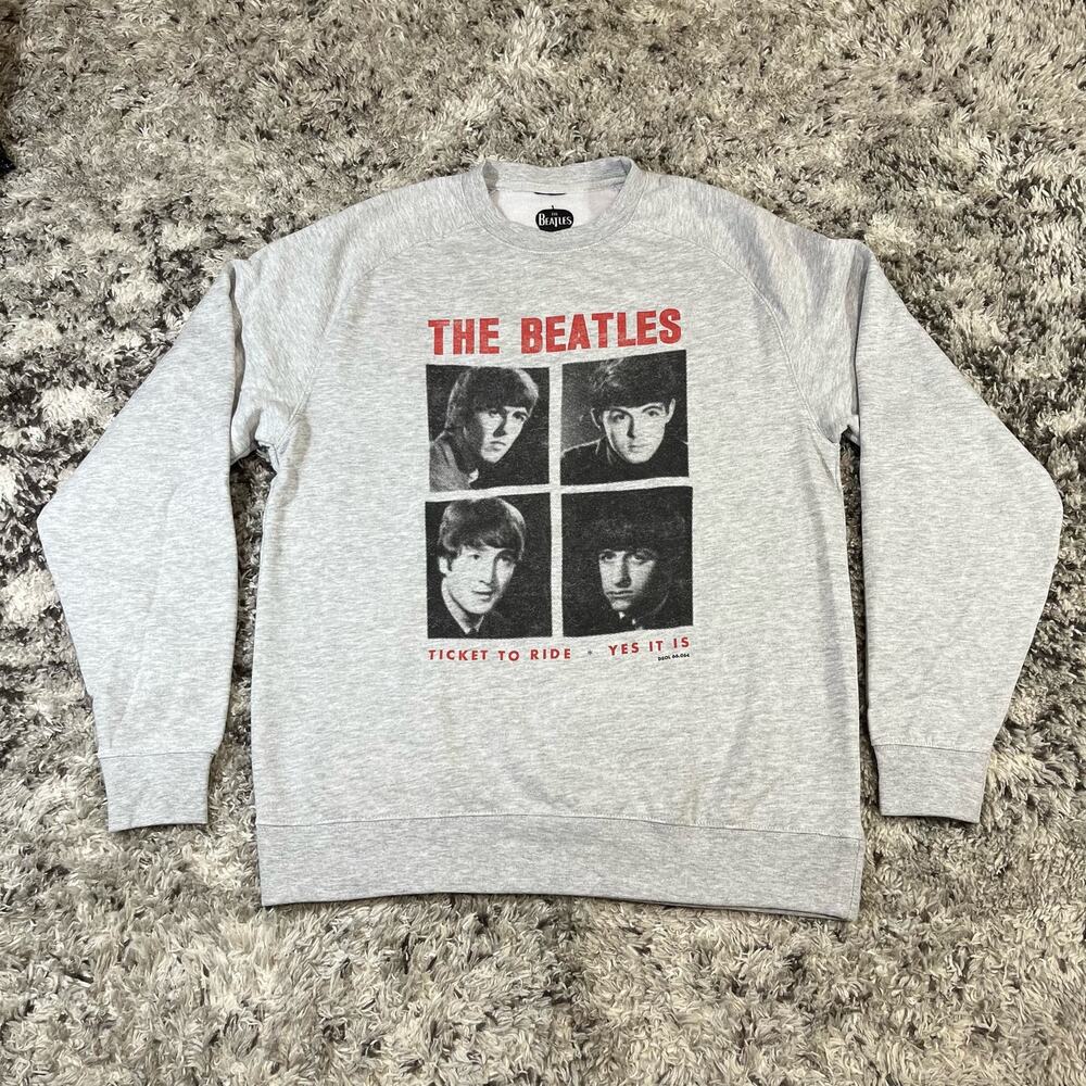 The Beatles Ticket To Ride Yes it Is Long Sleeve Gray Pullover Sz S